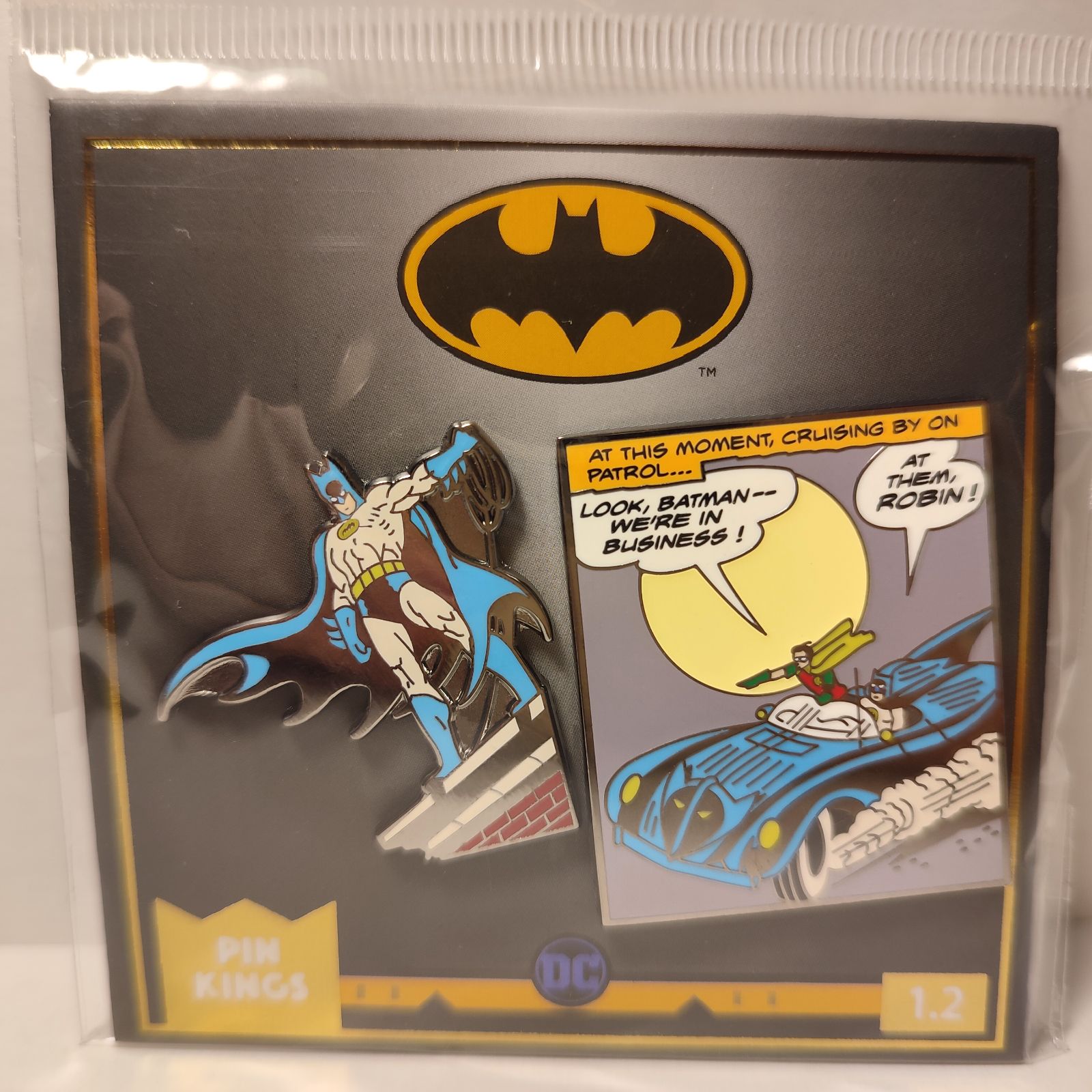 Batman & Robin Comicbook Enamel Pins Set Official Dc Collectible Brooches